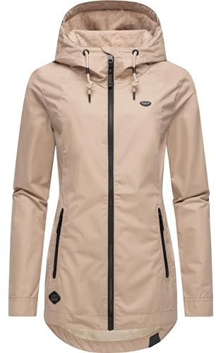 Ragwear Damen Übergangsjacke leichte Jacke Kurzmantel wasserdicht mit verstellbarer Kapuze Zuzka Intl Latte024 Gr. XS
