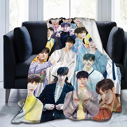Ldsgdfst Cha Eun Woo Decke aus weichem und bequemem Woll-Fleece, Überwurfdecken für Sofa, Büro, Auto, Camping, Yoga, Reisen, Heimdekoration, gemütlich, Plüsch, Stranddecke, Geschenk