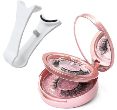 Dalarey Magnetische Wimpern-Set, Wiederverwendbare Doppelte Magnetische Wimpern Ohne Eyeliner, Ohne Kleber, Wasserfest, Sicher, Einfach Zu Tragen (2 Paar Natur)