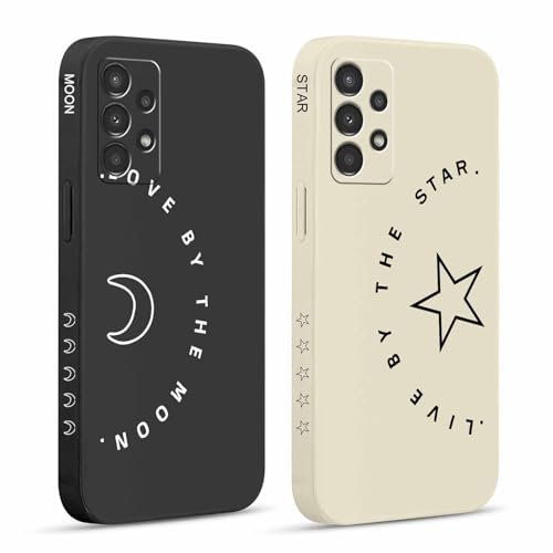 Pnakqil 2 stück Handyhülle für Samsung Galaxy A13 4G 6,6, Sterne Mond Hülle lustiges Funny Hülle Süßes Bemaltes Muster Aesthetic Design Schutzhülle Slim Stoßfest Kratzfest Case für Samsung A13, 11