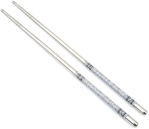 1 Pair Chopstick Set Blue and White Porcelain Pattern Stainless Steel Anti-Slip Chopsticks Tableware Set Useful and Fashion