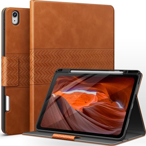 AUAUA Hülle für iPad Air 13 Zoll M3/M2 (2025/2024), PU Leder Schutzhülle mit Stifthalter, Unterstützt Pencil Pro/USB-C, Auto Schlafen/Wachen (Braun)