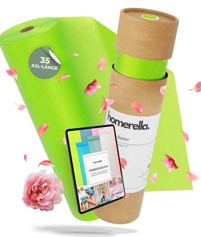 HOMERELLA® Tischläufer Apfelgrün [30cm x 35m] - Vlies Tischläufer Rolle - Table Runner Tischband Grün - Tischläufer Grün Stoff - Grüner Tischläufer zu Geburtstag, Hochzeit, Weihnachten & Konfirmation