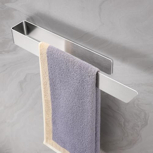 Gsocel Porta Asciugamani Bagno,Appendi Asciugamani Adesivo in Acciaio Inossidabile 304 Porta Salviette Senza Forare per Bagno e Cucina 39CM,Argento