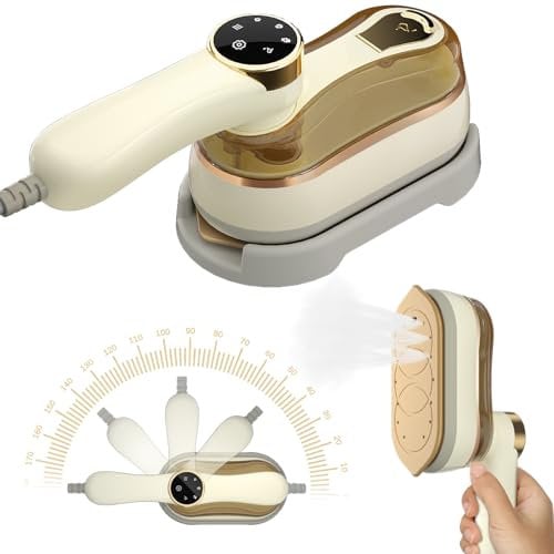 HRDZML 2 In 1 Travel Clothes Steamer Portable Iron,1200w/180ml,3 Levels Of Steam Output,10S Rapid Heating,Suitable For Clothes Wrinkle Removal Travel Iron (White)