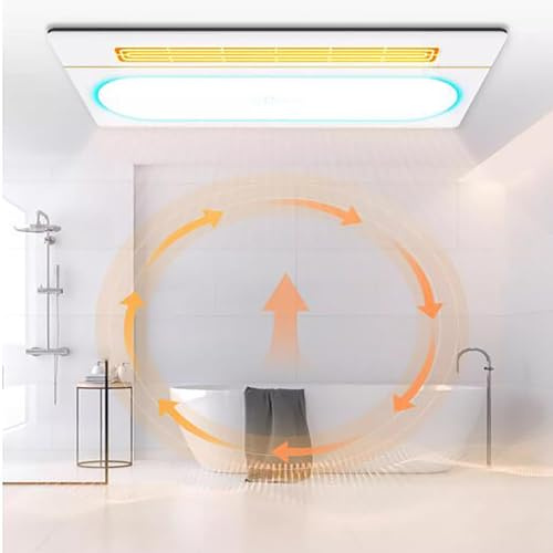 JDSHFEN Exhaust Ventilation Fan Multifunctional Bathroom Exhaust Fan with Light And Heating & Wireless Remote Control Switch Temperature Display Ambient Light，