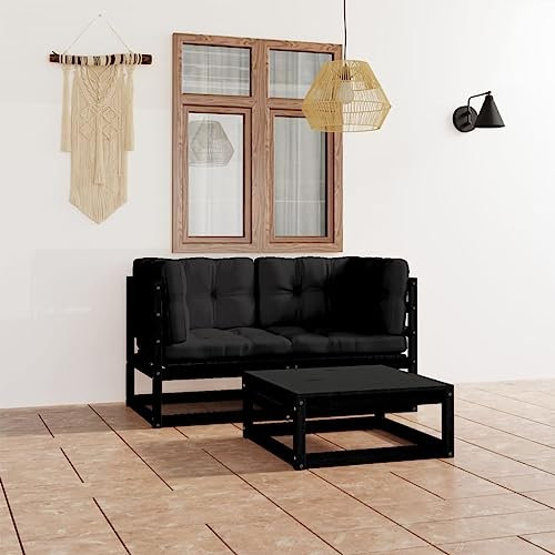 KATERYY 3-TLG. Garten-Lounge-Set mit Kissen Massivholz Kiefer,Edles GartenLoungeSet aus massiver Kiefer erweiterbar und wetterfest für entspannte Stunden