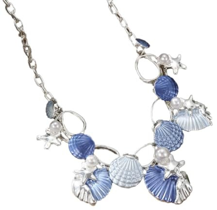 Caiduoduo Bunte stilvolle Muschelkette Strandmuschel Damen vielseitige Halskette