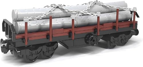 City Freight Train Car Carriage Building Blocks Set, Cargo Train Carts Building Kit, Heavy Timber Railroad Carriage Car Modular Building Blocks, DIY Toys Gift for Adults Teens