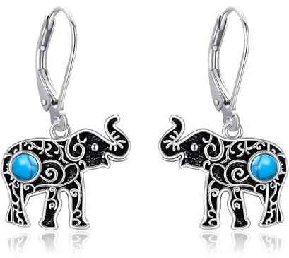 ONEFINITY Elefanten Ohrringe 925 Sterling Silber Türkis Elefant Tropfen Ohrringe Elefantenschmuck für Frauen
