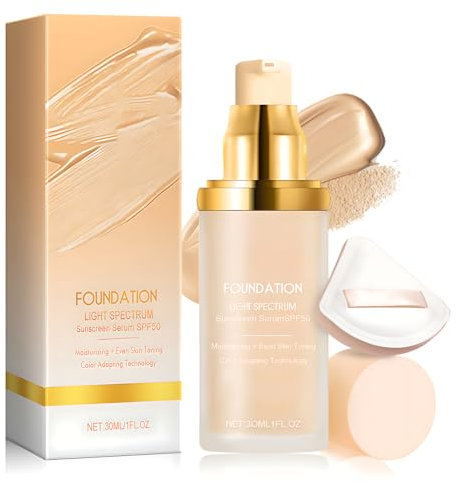 Allony Colour Changing Foundation, Flawless Farbwechselnde Foundation, Farbwechsel-Grundierung Warm Skin Moisturising Concealer 4 in 1, Leicht, Langlebig, Glättet, Füllt Poren und Feine Linien