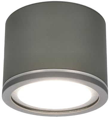 EDO Aufbauspot IP54 Deckenspot Matt Grau Flach & Rund - Ø90*60mm Deckenleuchte mit 6W LED GX53 230V Neutralweiß 4000K, Aufbauleuchte für Bad Badezimmer Wasserfest, Aufbaustrahler Aluminium