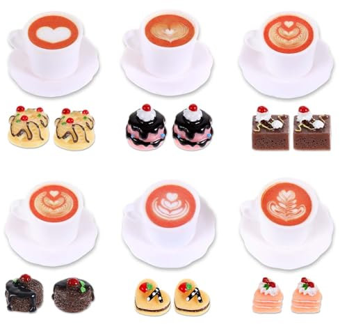 Giantree Miniatur Essen und Trinken, 24-Teiliges Puppenhaus Zubehör Küche, 1/12 Harz Lebensmittel Spielzeug Set Wichtel Essen Puppenhaus Spielgeschirr Mini Küche kleine für Mädchen Jungen Essen Party