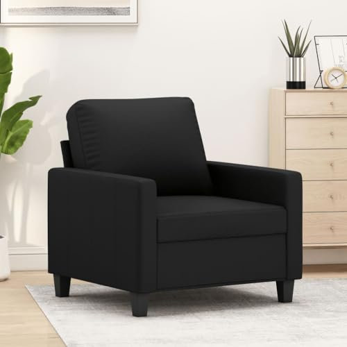Willood Sessel Modern Sofa Couch Gästesofa fürs Wohnzimmer Schlafzimmer Gästezimmer Schwarz 60 cm Kunstleder