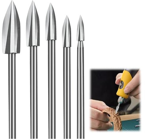 5 Piezas Brocas para Grabado en Madera para Dremel, Herramientas para Tallar Madera 3/4/5/6/8mm, Brocas de Tallado para Herramienta Rotativa, Grabado, Perforación, Carpintería y Rectificación
