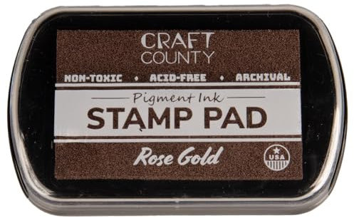 Craft County Stempelkissen mit Pigmenttinte – nachfüllbares Stempelkissen in mehr als 15 Farben – erhöhte Kanten für größere Stempel – Roségold