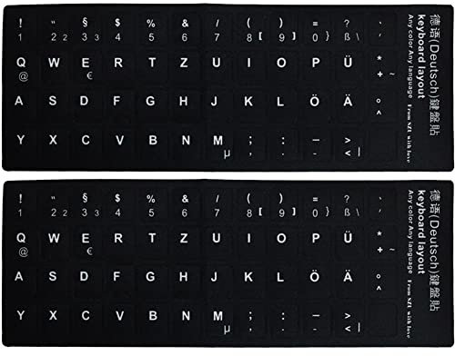 Ymxygz 2 Stück Deutsche Tastatur-Aufkleber, Computer-Tastatur-Aufkleber, Buchstaben, Alphabet Für Computer, Laptop, Notebook, Desktop