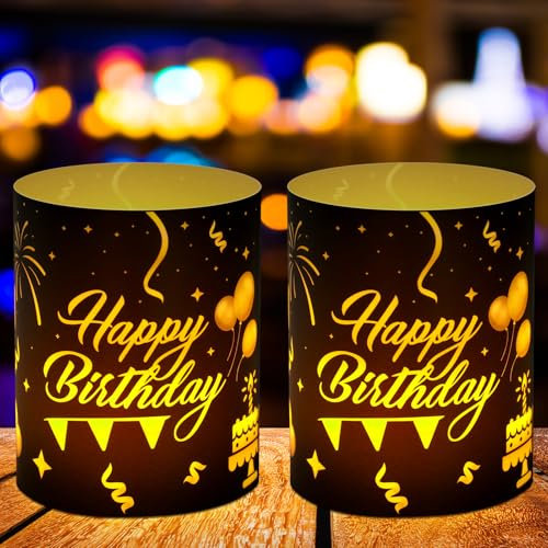 Xialvyu 12 Stück Windlichter Tischdeko Schön Geburtstagsdeko Tisch Happy Birthday Schwarz Gold Tischdeko Geburtstag Wiederverwendbar Windlichter Deko für Teelichter oder Kerzen