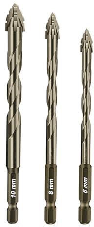 Relaxrich Bohrer, Vierschneidiger Sägezahn-Exzenterbohrer, Vierschneidiger Wellenschliff-Exzenterbohrer, Multifunktionaler, verschleißfester Steinbohrer für Holz und Metall (6/8/10mm)