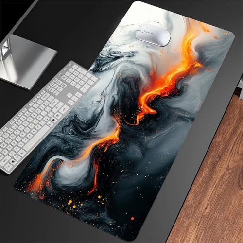 Tapis de Souris Gaming XXL 800x300x3mm Tapis de Souris Gamer Extra Large en Tissu avec Base antidérapante Améliore la Précision et la Vitesse pour Gamer, Ordinateur, PC (Noir Jaune Blanc)