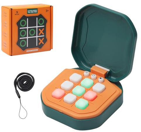 ZMDMAH Tic Tac Toe Spiel Elektronisches Tic Tac Toe 3-In-1-Puzzlespielkonsole Brettspiele Tabletop Spiel Familie Tragbares Reisespiel Lernspiel Geburtstagsgeschenk für Kinder 3+ (Dunkelgrün)