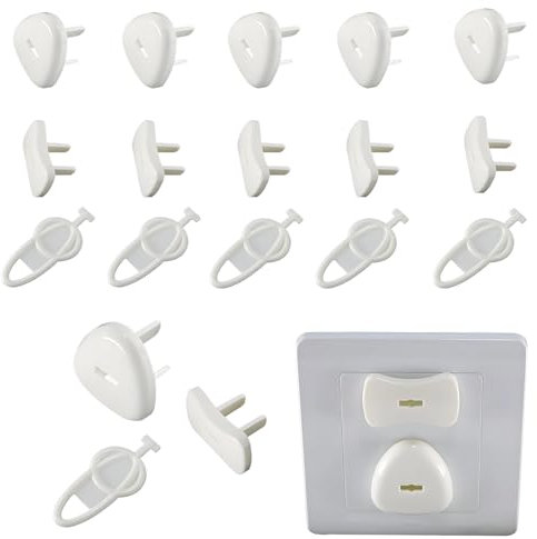 18 Pack Plug Socket Covers, Baby Plug Cover for Socket Child Safety Proofing, Easy Installation Electrical Outlet Protectors fits Standard Three-Pin and Two-Pin Wall Sockets Plug Socket Covers
