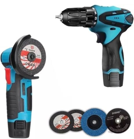 KIT TRAPANO AVVITATORE A BATTERIA MINI SMERIGLIATRICE ANGOLARE 12V 2 BATTERIE