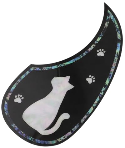 Gitarren Schlagbrettaufkleber Schwarz Katzenpfote für Gitarre | Kunststoff, Passt Sich den Konturen, Einfache Montage, für E-gitarre und Akustikmodell