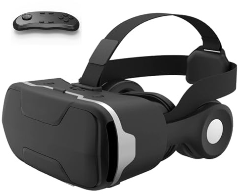 Casque VR avec Écouteurs, Casque Réalité 3D Virtuelle, Lunettes de Réalité Virtuelle 3D, Compatible avec Smartphones 4,7–7,2 Pouces, pour Jeux Et Films 3D, Cadeau pour Enfants Et Famille(D)