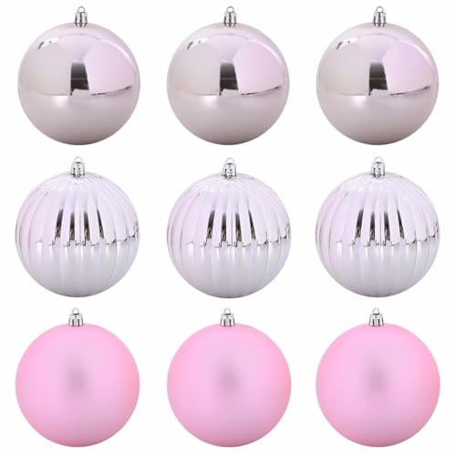 vidaXL Christmas Bauble Set 9 pcs Pink, Living Room Decor, Traditional Christmas Baubles, Modern Ornaments, Holiday Tree, Elegant Seasonal Decorations