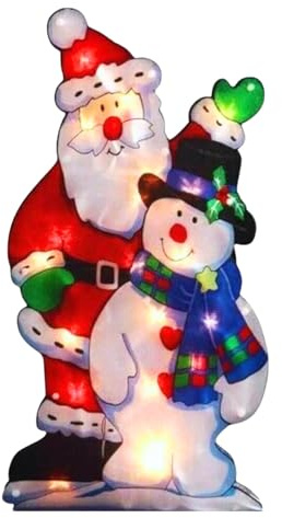 KAYNUR Snowman Christmas Window Light – 20 Bulb Glitter Silhouette Festive Decoration with Suction Hook & Spare Bulb – Warm White – Main Operated (Santa & Snowman)
