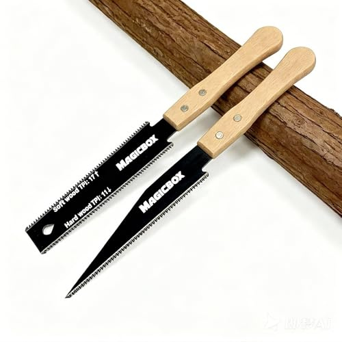 Magicbox 2-tlg. Japansäge Set mit SK5 Klinge, 300 mm Ryoba Doppelzahn (11/17 TPI) & Spitzsäge, Feine Holzsäge für Präzisionsschnitte, Holzgriff, Ideal für Tischler, Heimwerker DIY Projekte
