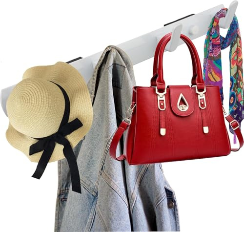 ULIBERMAGNET Magnetic Hooks, Heavy Duty Magnetic Rack for Coats - Strong Rubber Magnet Holder for Refrigerator, Metal Cabinet | Hanging Coats, Towels, Bags, Backpacks (White/4 Hooks)