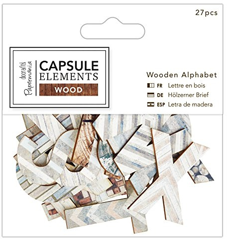 docrafts Papermania Elements Wood Wooden Alphabet (27 Pieces)