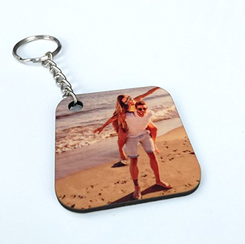Saphir Design Schlüsselanhänger personalisiert Foto beidseitig MDF/HDF Quadrat 5,5x5,5cm | personalisierter Schlüsselanhänger mit Bild 2 Motive möglich | Fotogeschenke personalisierte Geschenke Foto