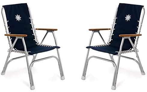 FORMA MARINE Boat Chairs High Back Navy Blue Set of 2 M150NB