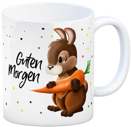 trendaffe Kaffeebecher mit Hase Motiv und Spruch: Guten Morgen