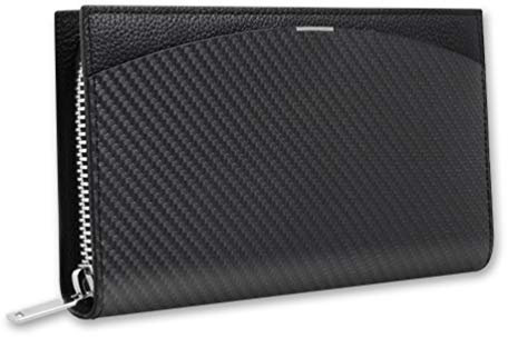 monCarbone Wallets for Men Minimalist Carbon Fiber [Blacklabel Classic Wallet] Leather Travel Wallet for Men & Women, Black