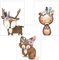 Olgs Babyzimmer Bilder 3er Set | Kinderzimmer Deko Poster DIN A4 | Wandbilder Tiere Feder | Wandposter Mädchen Junge | Waldtiere Fuchs Bär Hirsch Baby Tiere Boho