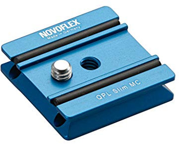 Novoflex QPL Slim MC Klemmplatte mit 1/4'' und MiniConnect-Anschluss für Kamera, Metall, Blau
