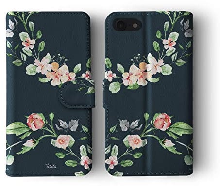 Tirita Phone Case Compatible with iPhone 6 & 6s Flip Wallet Cover PU Leather Floral Flowers Shabby Chic English Roses Vintage