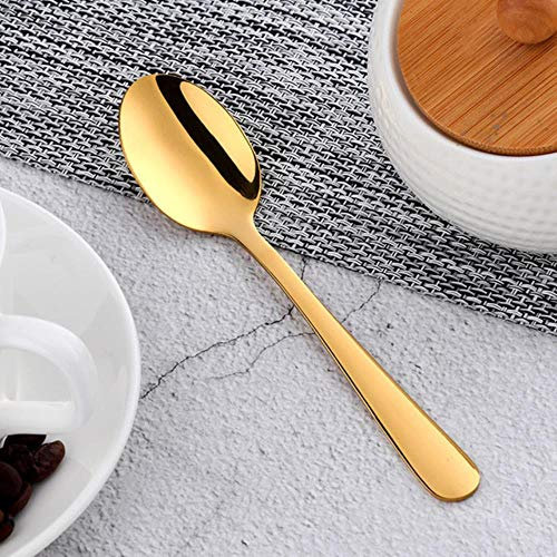1PCS Mini Tea Spoon Stainless Steel Cutlery Set Unique Rainbow Dessert Spoon Gold Tea Spoons Small Coffee Spoon Scoop,Gold-1PCS
