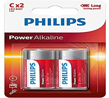 Blister Philips 2 Batterie alcaline LR14 1,5 V