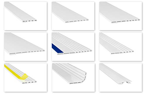HEXIM Fenster/PVC Deckleisten & Verbindungen - flexible Hohlkammerprofile, wahlweise mit Schaumklebeband (selbstklebend) - 2 Meter je Leiste (80x5mm, HJ 1002)