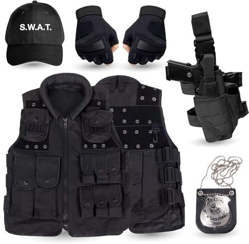 TK Gruppe Timo Klingler 6 in 1 SWAT UNISEX Kostüm für Herren & Damen Set für Karneval & Fasching & Halloween