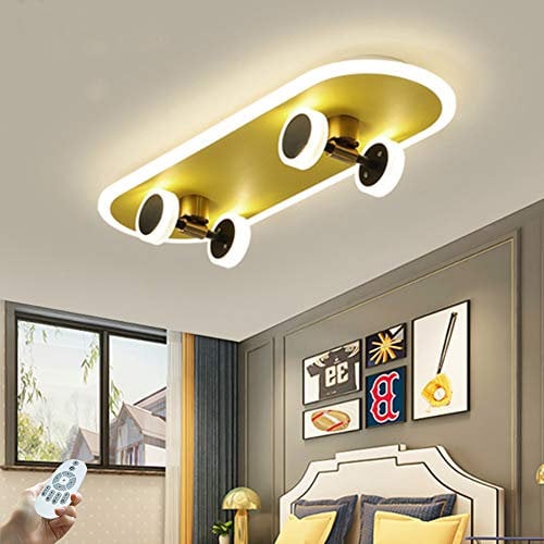 LED Skateboard Deckenlampe Moderne Deckenleuchte Dimmbar Mit Fernbedienung Deckenlicht 32W Acryl Jungen Und Mädchen Schlafzimmer Kinderzimmer Wohnzimmer Beleuchtung L60cm…