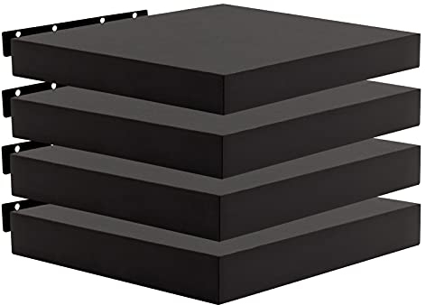 WOLTU 4X Wandregal Wandboard Bücherregal Regale für Deko Wandablagen aus MDF Holz, 4er Set Hängeregal Schwarz, 30x23x3,8cm RG9371sz-4