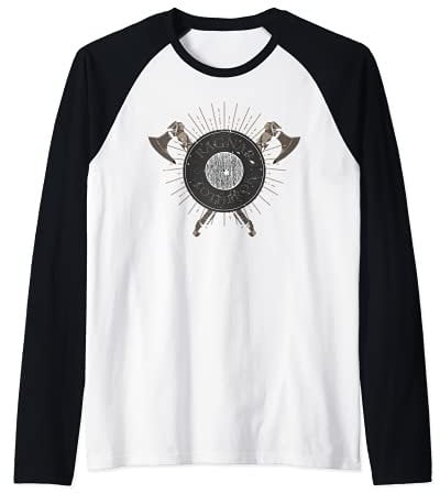 Viking Ragnar - Ragnar Lothbrok - Viking Axes Raglan Baseball Tee