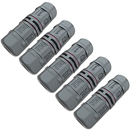 AOHUA 5-Pack Junction Box, M16 2-Pin IP68 Waterproof Electrical Connector for Ø 5.5-10mm Cables (500V/20A) - UL/SAA/CE/RoHS Listed for Outdoor ues