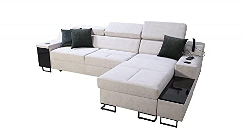 All4All Ecksofa Fosti - Schalffunktion - Bettkasten - Polstersofa - Komfort - L-Form - Couch - Eckcouch - Schlafsofa - 293x185x100cm - 26 - Sawana 14, Rechts